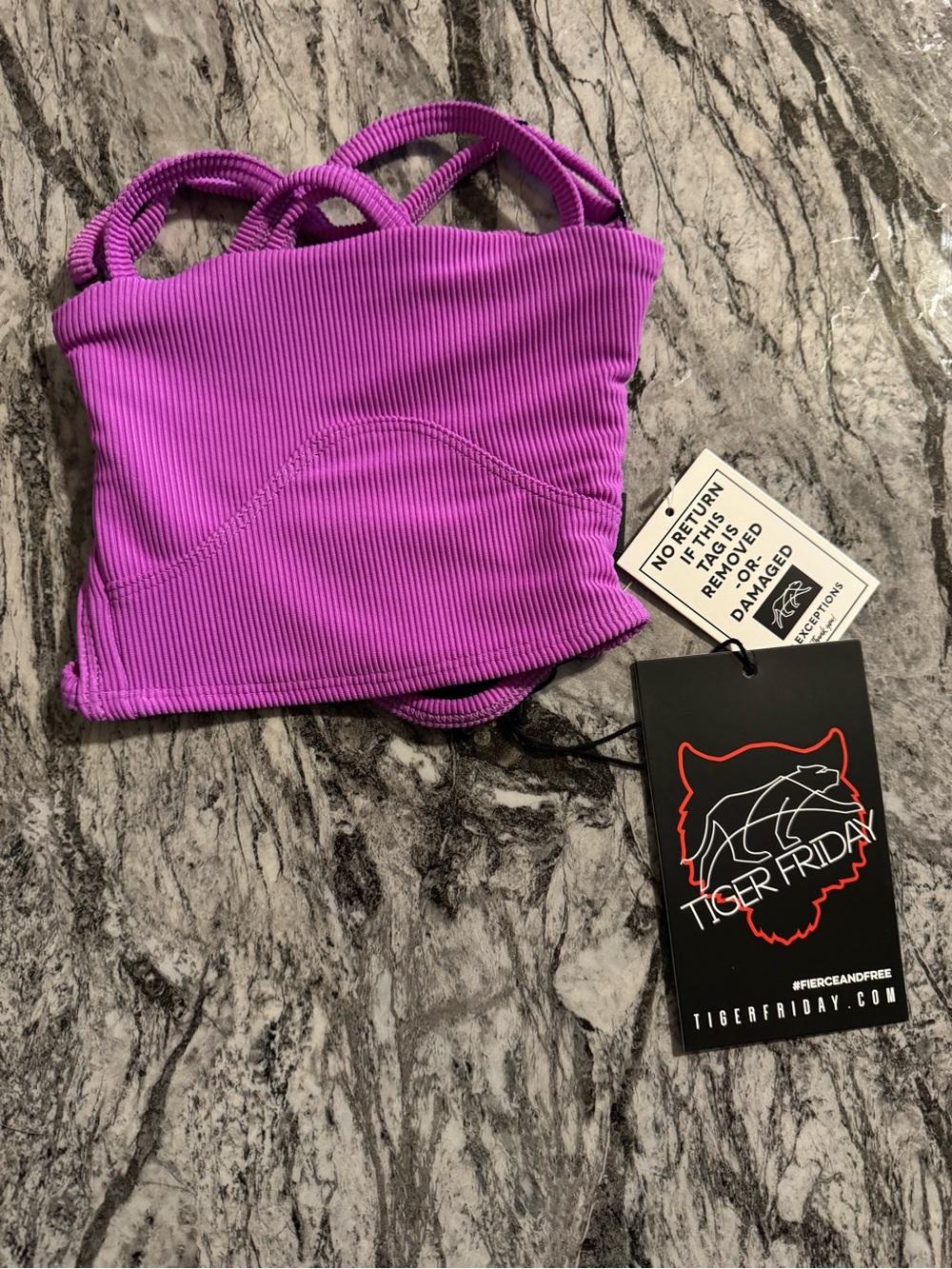 Tiger Friday Girls' Purple Ribbed Tank Top